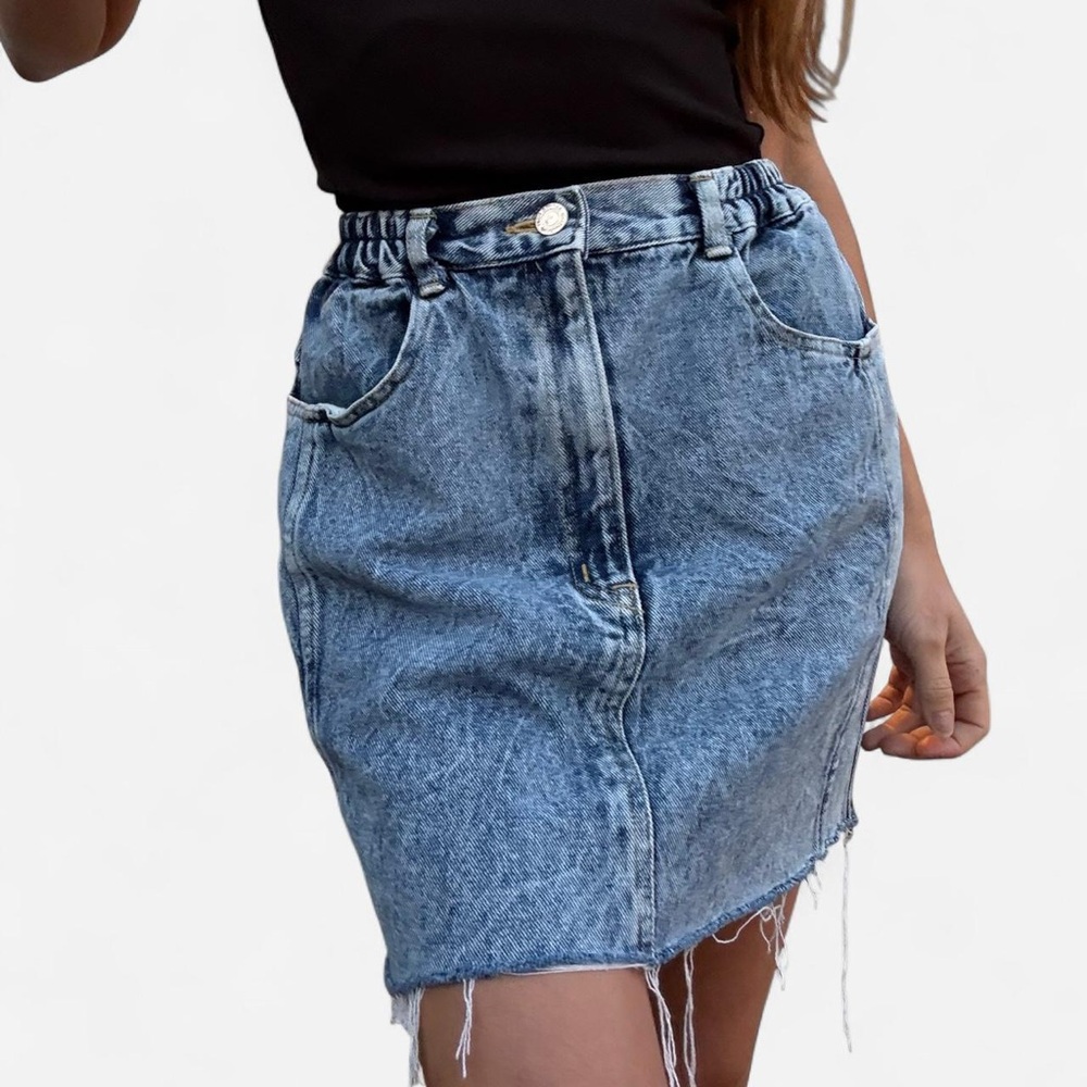 Vintage acid wash denim skirt